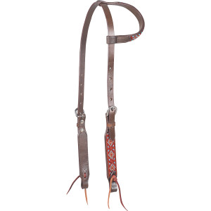 Cashel Turquoise Rust Beaded Diamond Slip Ear Headstall