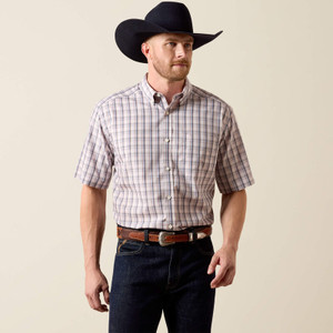 Ariat Men's White Multi Barely Pink Wrinkle Free Wolcott Classic Fit Shirt