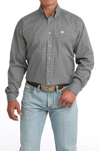 Cinch Men's Grey Print Long Sleeve Button-Down Shirt