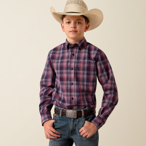 Ariat Boy's Evening Blue Plaid Pro Blaze Long Sleeve Shirt
