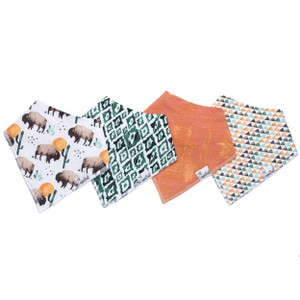 Bison Print 4 Pack Baby Bandana Bibs