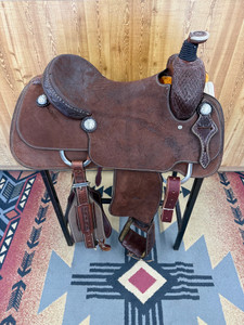 16" Teskey's Chocolate Roughout Team Roper Saddle