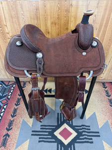 15" Patrick Smith Chocolate Basketweave Team Roper Saddle