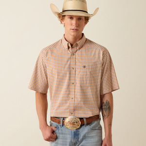 Ariat Men's Almond Plaid Pro Niles Short Sleeve Shirt