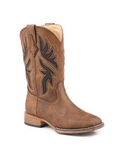 Roper Kids' Vintage Brown Faux Square Toe Boots