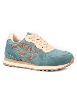 Roper Women's Giddy Up Turquoise Suede Boot Stitch Jogger Shoes