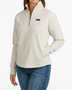 Cinch Women's Cream 1/4 Zip Pullover
