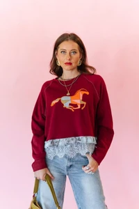 Women's Quilted Gallop Lace Sweater
