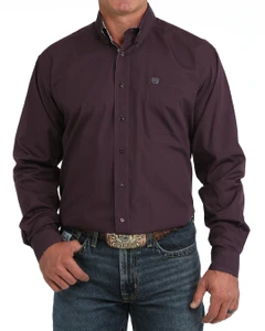 Cinch Men's Solid Purple Long Sleeve Button-Down Shirt