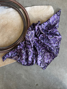 Purple and Black Paisley Jacquard Silk Scarf