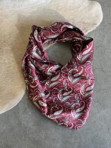 Wine and Olive Paisley Jacquard Silk Scarf