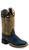 Old West Youth Black Bull Hide Print Square Toe Boot
