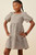 Girl's Mocha Square Neck Textured Knit Bubble Sleeve Dress