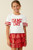 Girl's Red & White Game Day Bubble Sleeve Top