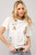 Women's Off White Western Motif Embroidered Graphic Tee