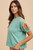 Women's Sage Mineral Washed Embroidered Sleeve Shirt