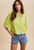 Women's Lime Scallop Half Sleeve Button Blouse