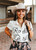 Women's Ivory Rodeo Girl Embroidered Puff Sleeve Button Down Top