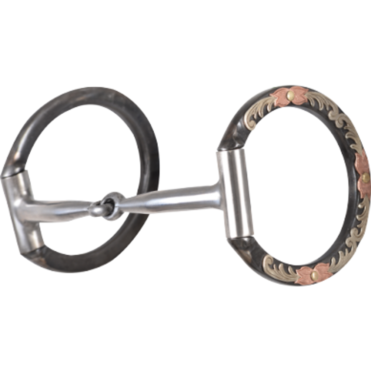Classic Equine Floral Scroll Tool Box D-Ring Bit with Smooth Bar