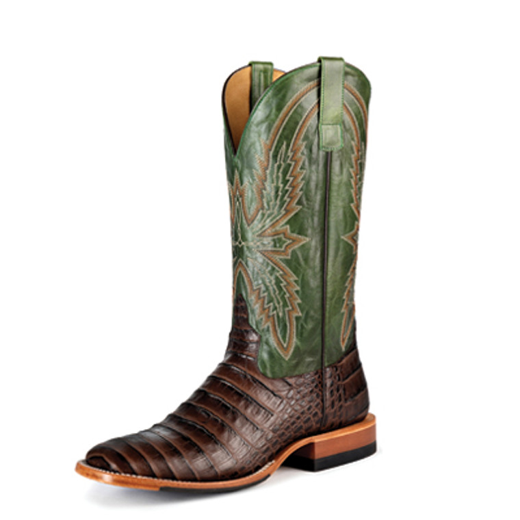 Horse Power by Anderson Bean Men's Chocolate Caiman Print Leather Cowboy Boot