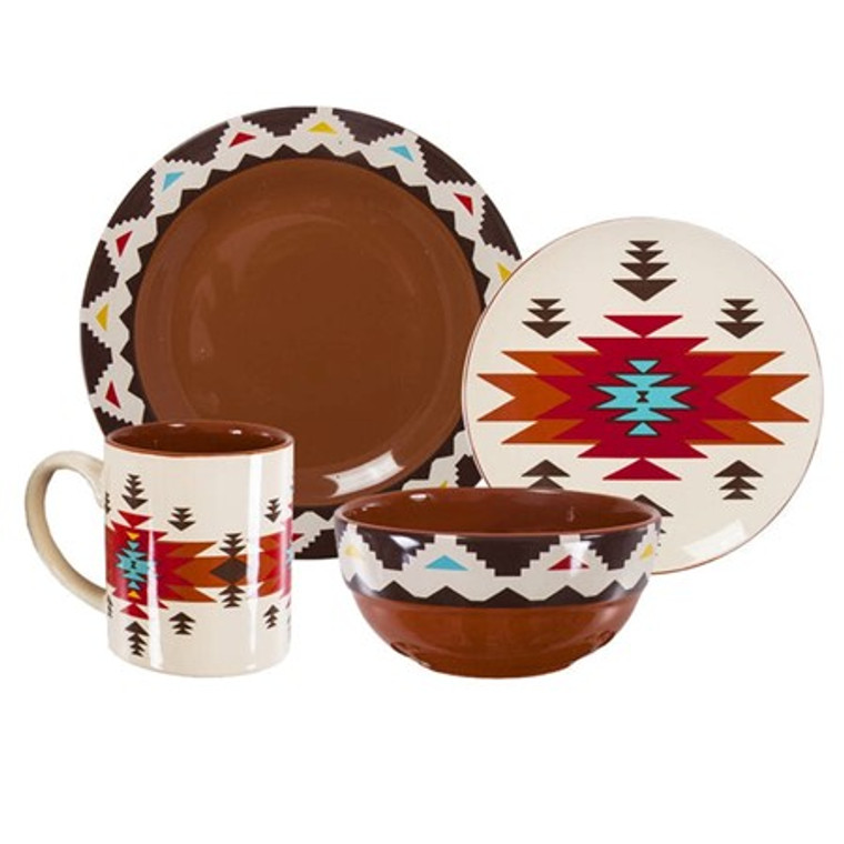 Del Sol Aztec 16pc Ceramic Dinnerware Set