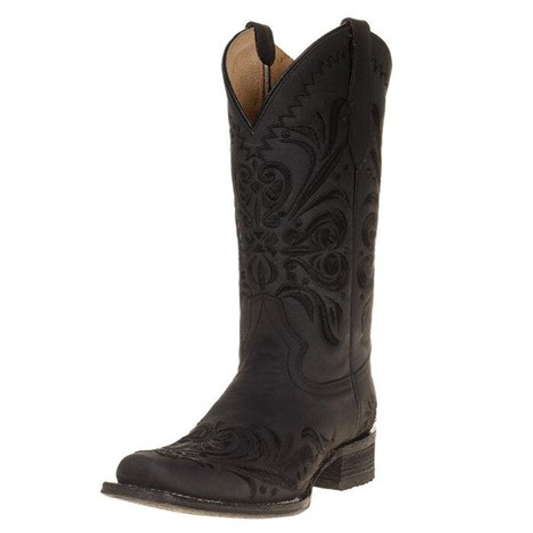 Circle G by Corral Black Embroidered Square Toe Boots