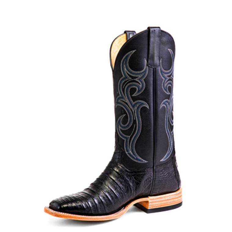 Horse Power Men's Top Hand Black Caiman Belly Boots