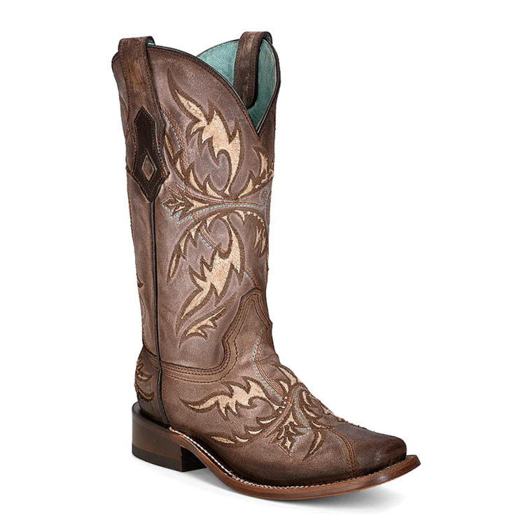 Corral Women's Tobacco Embroidery Square Toe Western Boots