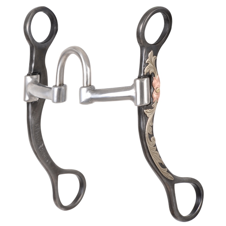 Classic Equine Floral Scroll Tool Box Straight Shank Bit with Short Correction
