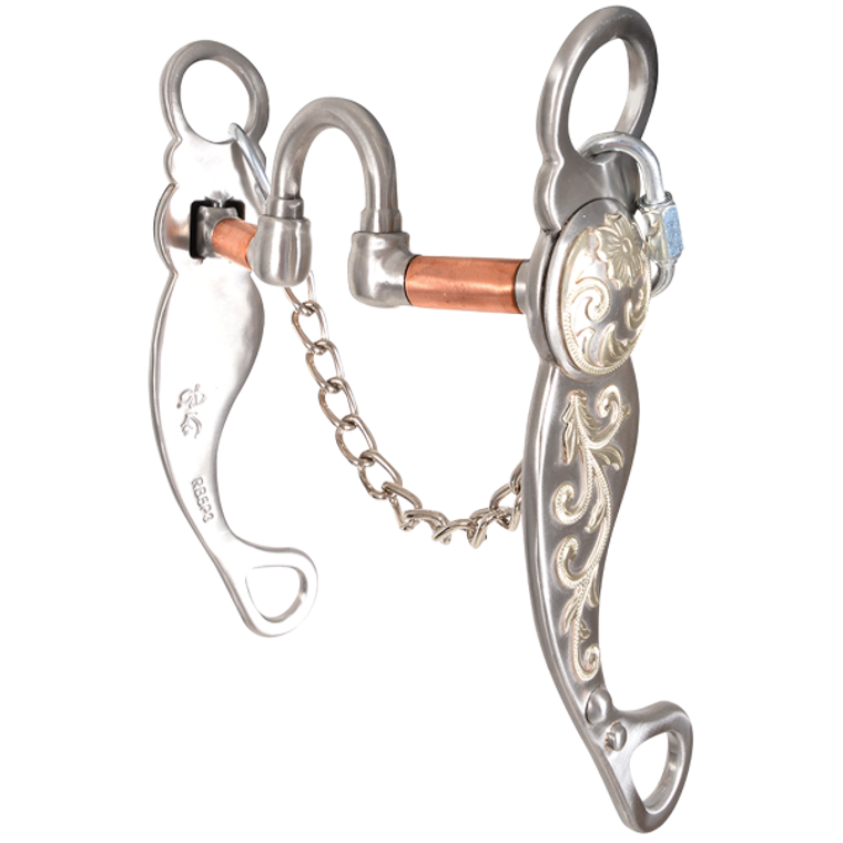 Classic Equine Les Vogt Qualifier Shank Roping Bit with Swivel Cheek Copper Correction