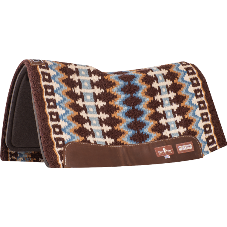 Classic Equine Shock Guard 3/4" Thick Coffee/Blue Blanket Top Saddle Pad, 32x34