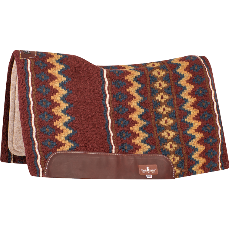 Classic Equine ESP 3/4" Thick Burgundy/Navy Blanket Top Contoured Saddle Pad, 34x38