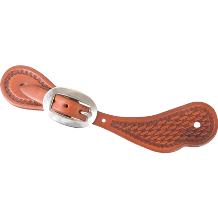 Martin Saddlery Chestnut Cowboy Spur Straps with Mini Basket Tooling