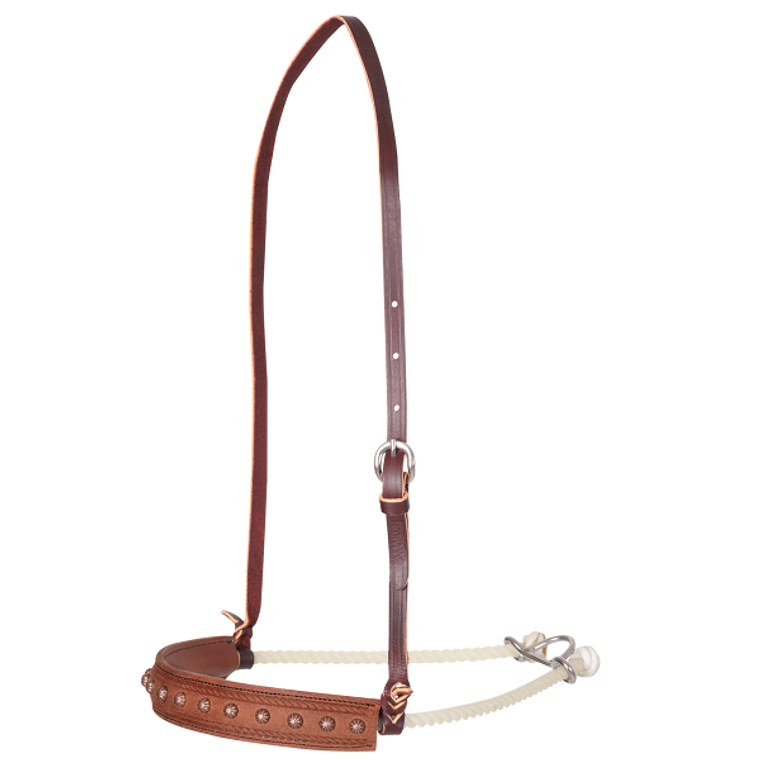 Martin Saddlery Single Rope Noseband with Copper Dots and Rope Border Tooling