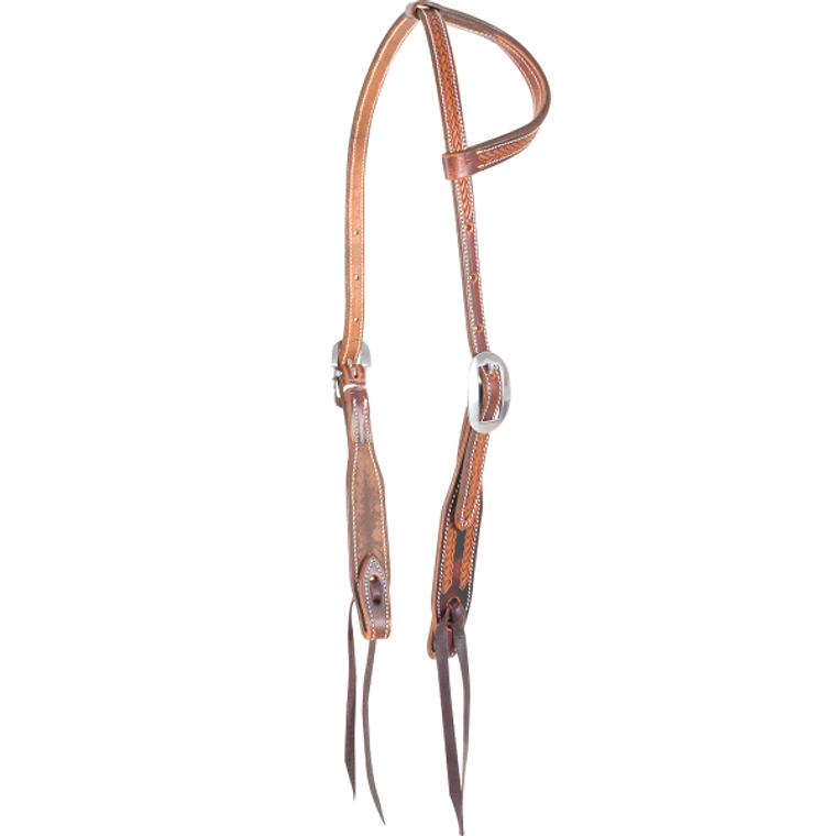 Martin Saddlery Chestnut Slip Ear Headstall with Rope Tooling