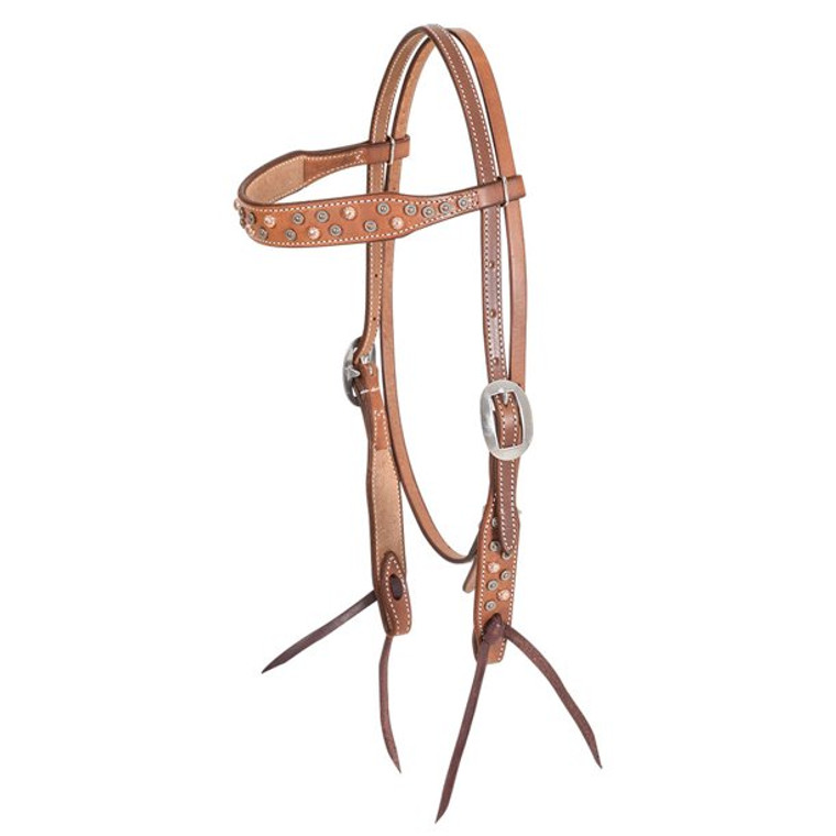 Martin Saddlery Natural Browband Headstall with Copper Dots