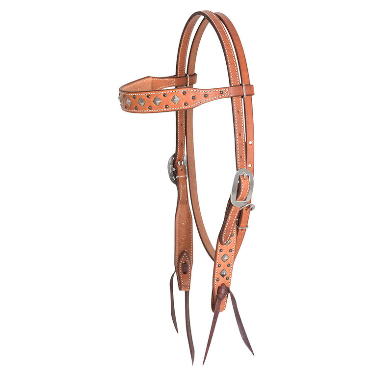 Martin Saddlery Natural Browband Headstall with Pyramid Dots