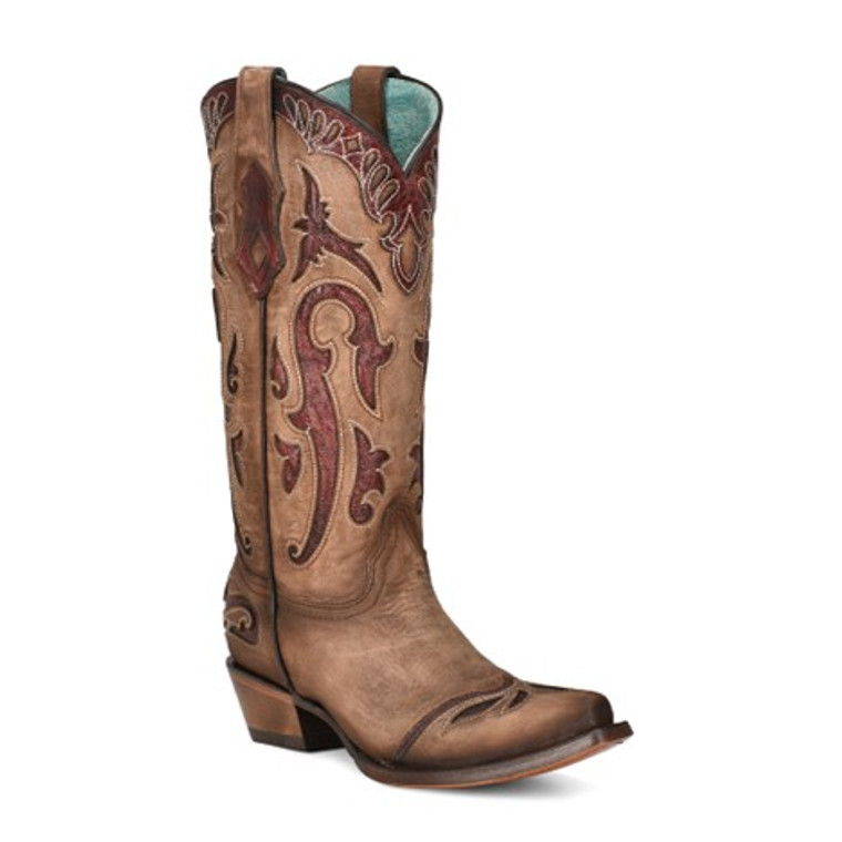 Corral Women's Orix Inlay Embroidery Wing Snip Toe Boot