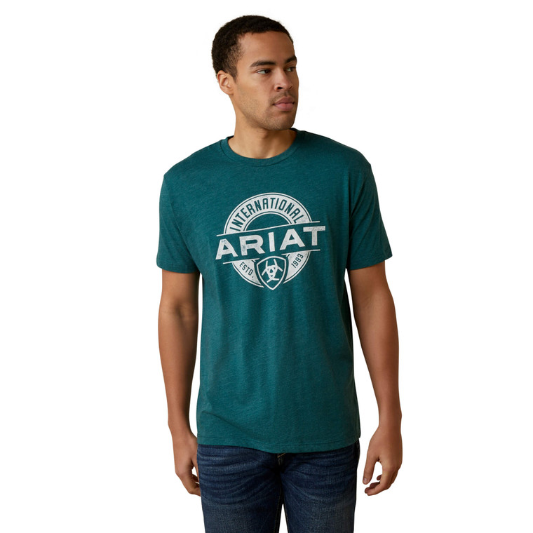 Ariat Men's Dark Teal Heather Center Fire T-Shirt