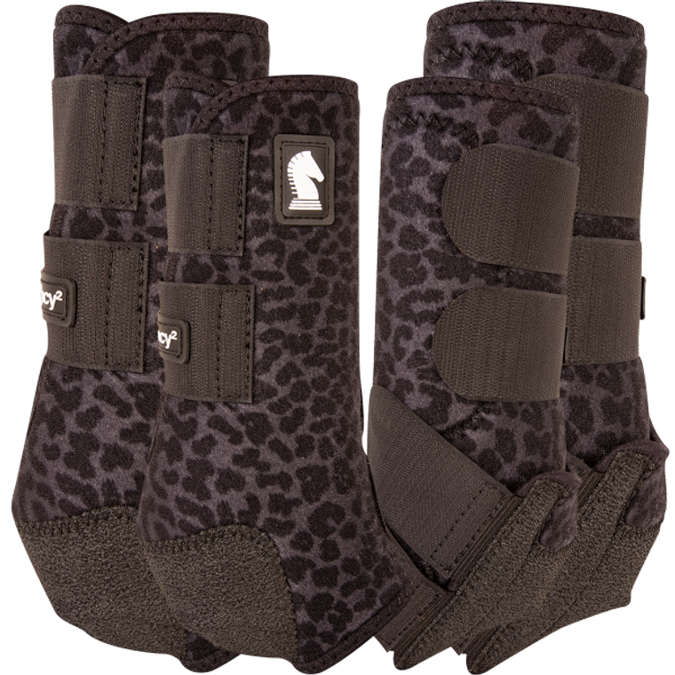 Legacy2 Black Leopard Front and Hind Support Boots Set