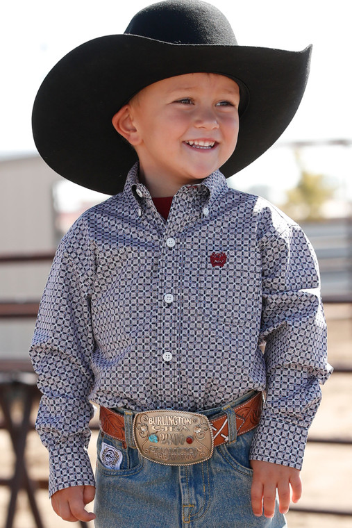 Cinch Toddler Boy's Match Dad Geometric Print Button-Down Western Shirt