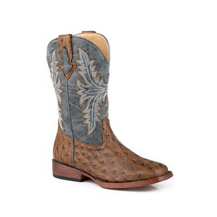 Roper Youth Henry Brown Ostrich Print Boot