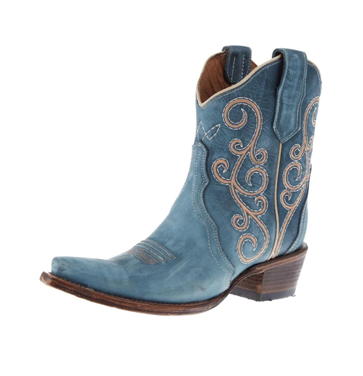 Circle G Women's Distressed Blue Ankle Bootie