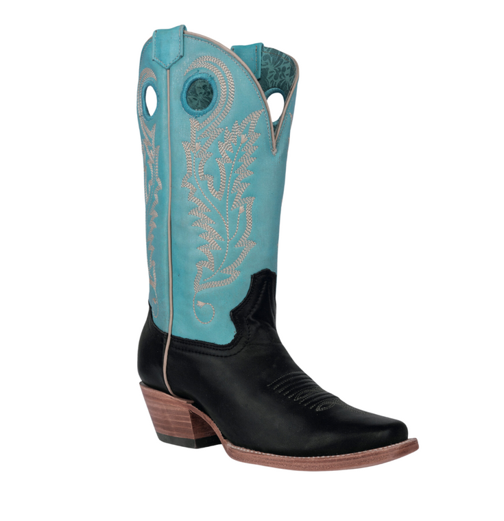Corral Women's Black/Blue Embroidery Pull Holes Square Toe Boots