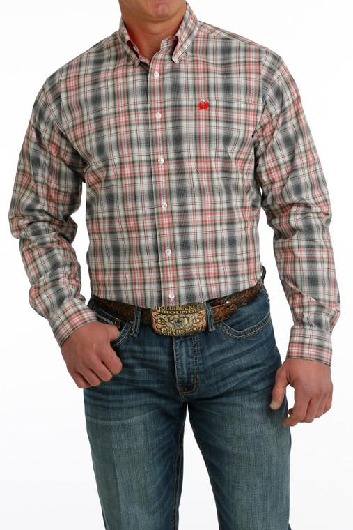 Cinch Men's White Plaid Button-Down Western Shirt