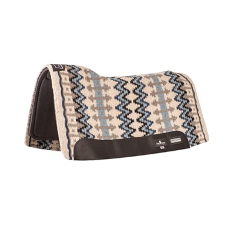 Classic Equine Shock Guard 3/4" Thick Cream/Navy Blanket Top Saddle Pad