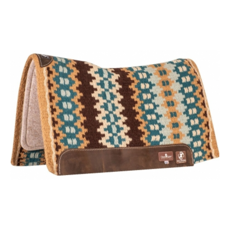 Classic Equine Zone 1" Thick Tan/Ocean Blue Blanket Top Saddle Pad