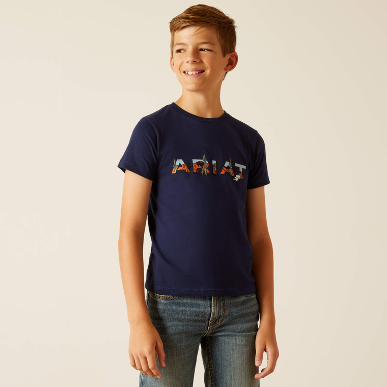 Ariat Kids' Dark Navy Logo Landscape T-Shirt
