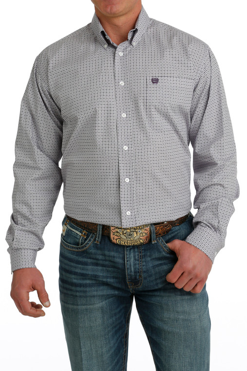 Cinch Men's Purple Geometric Print Button-Down Western Shirt