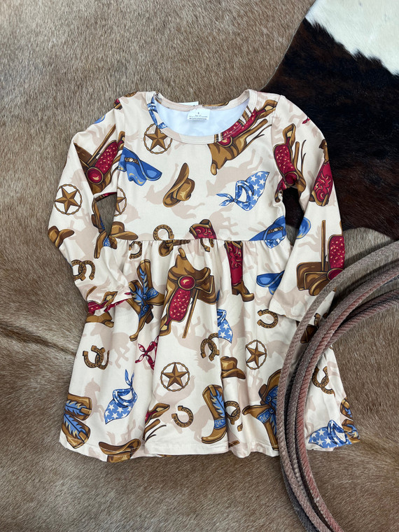 Western Print Toddler Dress